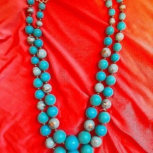 Beautiful double strand goldflect aqua fashion beads with butterfly wings